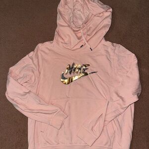 Nike Blush Hoodie with Metallic Gold Logo